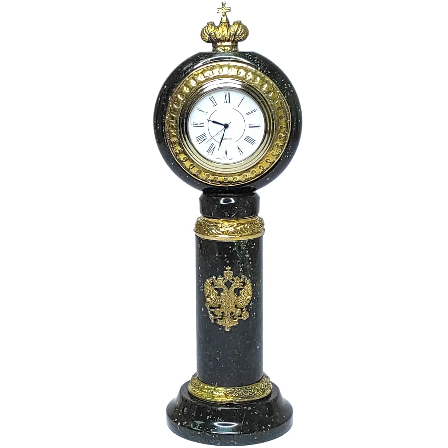 Часы Герб и корона, змеевик, 25 см., 1 кг. Часы Герб и корона, змеевик, 25 см., 1 кг.